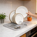 2 In 1 Foldable Dish Drying Rack And Non Slip Countertop Drying Mat